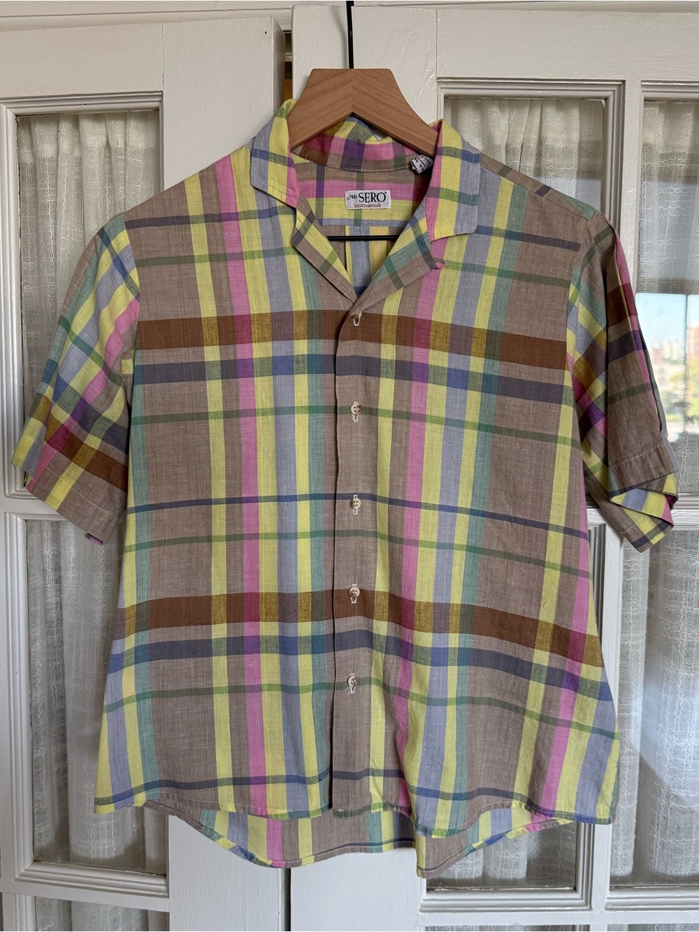 Vintage Short Sleeve Multicolor Plaid Shirt